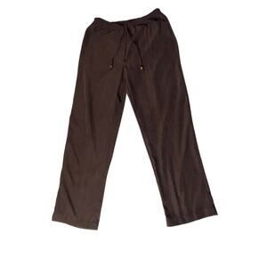 Women’s M DPS New York Brown Chocolate Suede Feel Pants Elastic Drawstring EUC